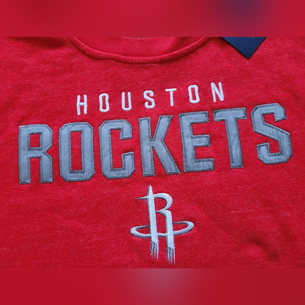 Houston Rockets Fanatics Sweatshirt Heathered Red/Grey Cuffs & Waistband Size: L - Picture 8 of 9